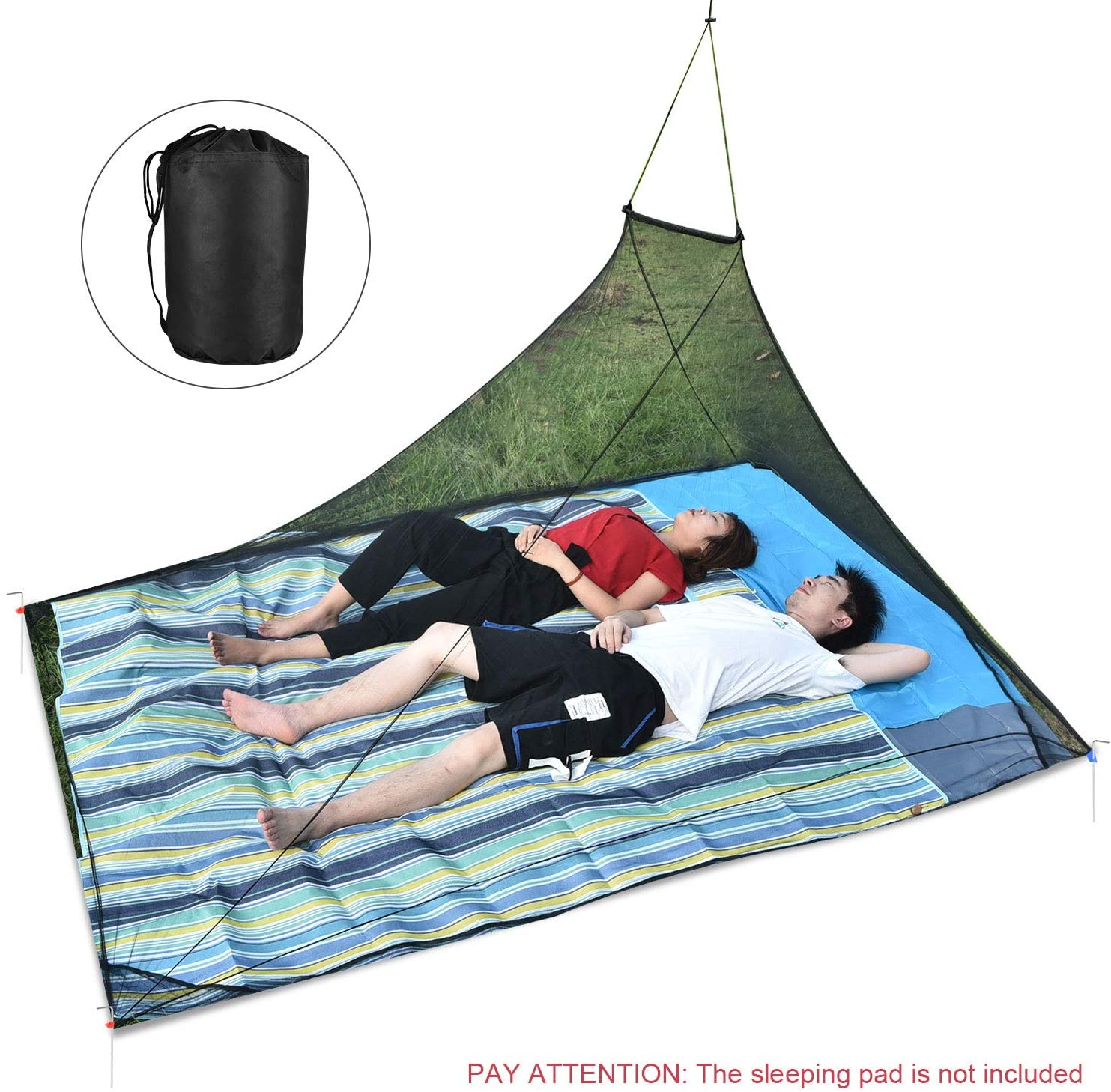 OTraki Mosquito Net for Single Person Camping Anti Mosquito Nets with Carry Bag 4 PCS Stakes Outdoor Travel Sleeping Bag Insect Netting Cover Portable Canopy Lightweight Mesh Tent Black